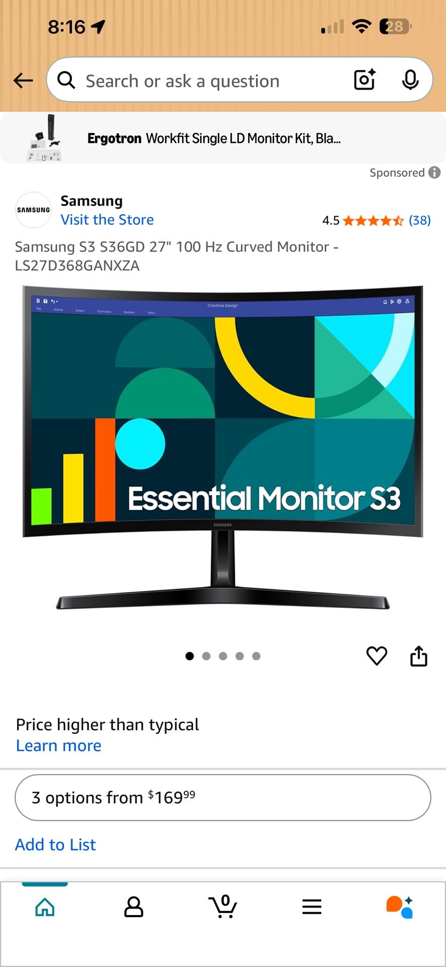 Brand New Samsung 27” Curved Monitor 100hz