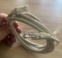 7ft Cat5e Jumper & a 6ft PCT White cable for satellite television, New.