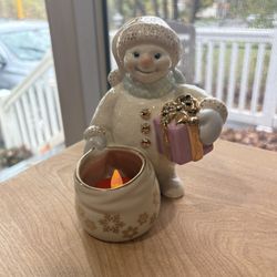Lenox Snowlight Snowman Votive Figurine – Vintage Porcelain Holiday Candle Holder