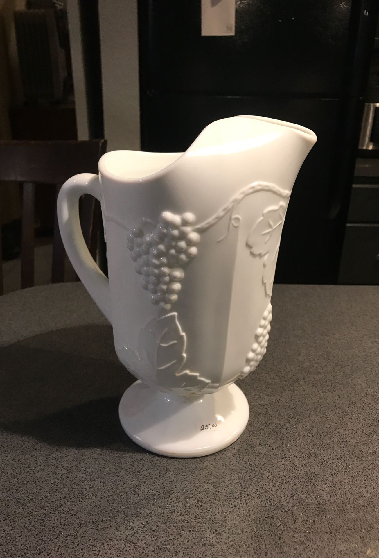 11 inches tall milk glass pitcher