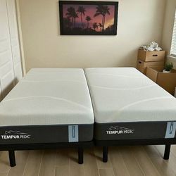 New split King or (2) XL Twin Tempurpedic Pro-Adapt Medium mattresses with adjustable beds 