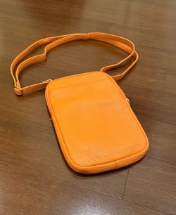 Coldwater Creek Orange Leather Crossbody Bag Travel Organizer