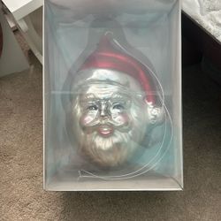 Vintage Retired Department 56 Jumbo Mercury Glass Christmas Santa Claus Ornament 8"