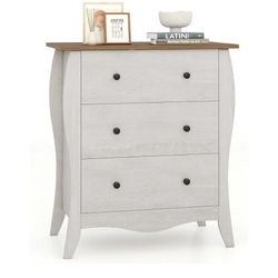 Newly Assembled Storage Cabinet with Foldable & Detachable Fabric Drawers, Anti-Tipping Kit, 26.5” x 15” x 30” Farmhouse Floor Cabinet