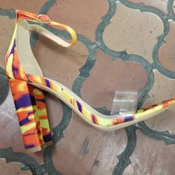 Colorful Orange Print Heels