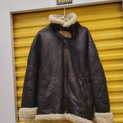 Shearling Leather Bomber Jacket 