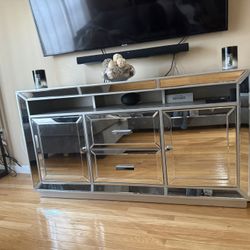 Glass Mirror TV Stand 