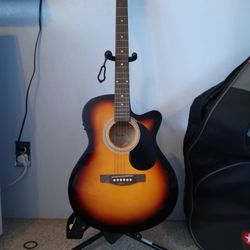 Guitar with stand and case