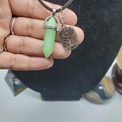 Handmade Tree Of Life Green Crystal Pendant Necklace 