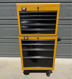 CAT ROLLING TOOL BOX CABINET(4 Drawer) + TOP CHEST TOOL BOX CABINET(5 Drawer)-USA MADE