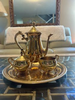 Gold Tea Set with Tray