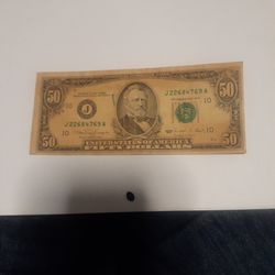 50 DOLLAR BILL. ERROR 1990