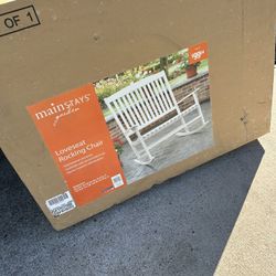 BNIB MAINSTAYS LOVESEAT ROCKING CHAIR SOLID HARDWOOD (WHITE)