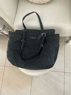 COACH GALLERY East West  METALLIC Blue Soft Leather Tote Bag