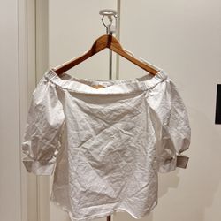 Tibi White Off-Shoulder Crop Top – Size 2