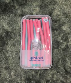 Conair Heatless Spiral Curl Rollers Coral & Teal 18pc (USED)