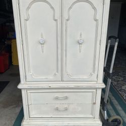 Distressed White Armoire