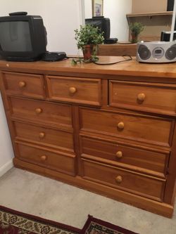 Light Brown Bedroom Drawer & Nightstand- $50