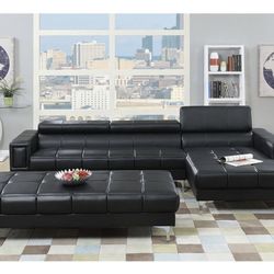 Black Sectional Sofa - Ottoman Sold Separately 