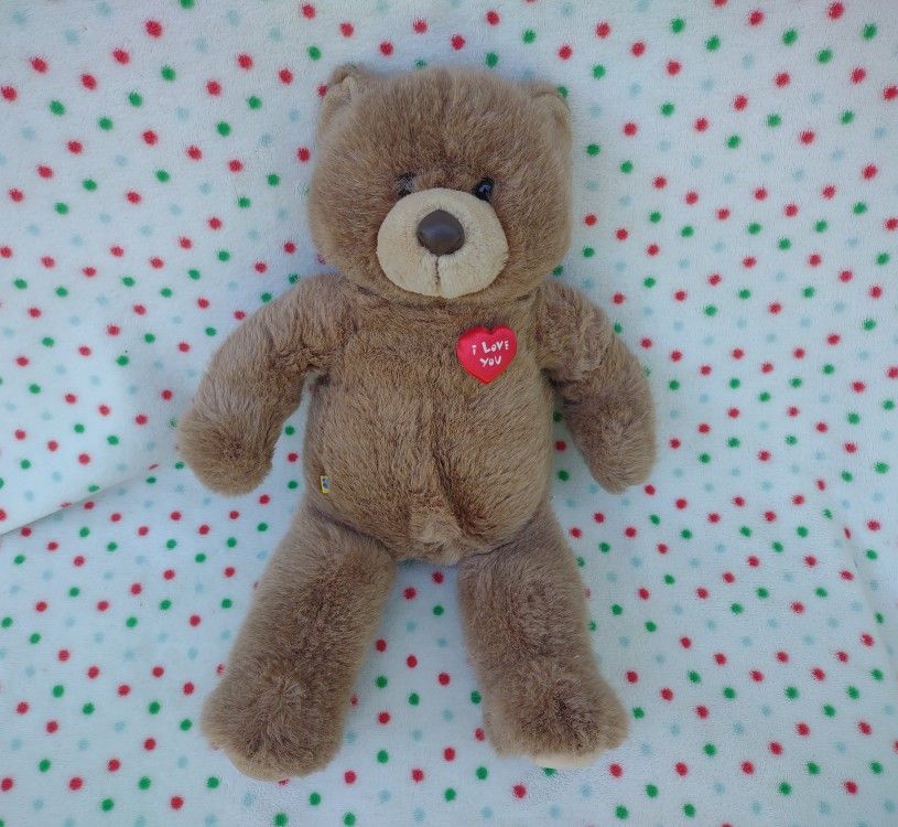 Build-A-Bear "Happy Hugs" 16" Stuffed Plush Teddy Beige Brown Resealable Back
