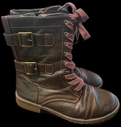 Self Esteem Combat Boots Zip Up Lace Up Brown Women's Size 7