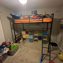 Black Metal Loft Bed Frame - Twin