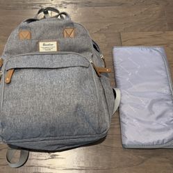 RUVALINO Diaper Bag Backpack, Multifunction Travel Pack Maternity Baby Changing Bags, Large Capacity, Waterproof, Gray