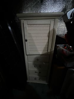 White Wood Cabinet with Drawers