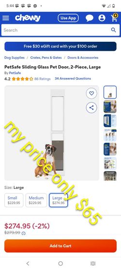 Sliding glass dog door xl sz