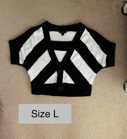 Worthington Black/White Striped Crochet Top Size L $5