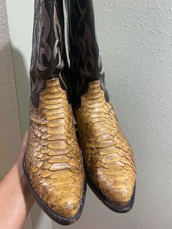 Vintage Tony Lama 8114 Natural Python Brown Western Cowboy Boots! Size 10 D