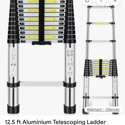 12.5” aluminum telescoping ladder. 330 lbs capacity. New. $100