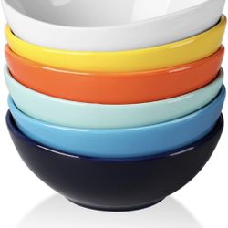 amhomel Ceramic Bowls, 18 Ounce for Cereal, Rice, Dessert, Breakfast, Soup and Side Salad, Chip Resistant, Dishwasher and Microwave Safe, Set of 6(Hot