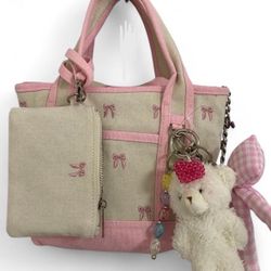 Viral Madden Girl Pink Bow Tote Bag