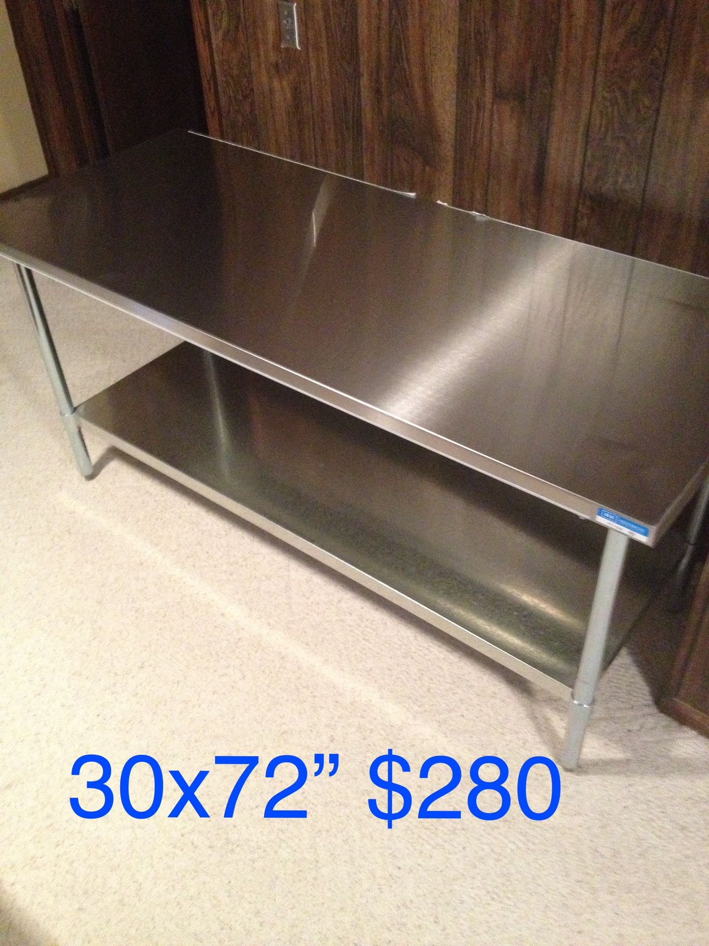 Brand New 30x72” Stainless Steel Work Table With Undershelf