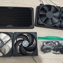 2 x XSPC TX240 Ultrathin Radiator - Black with fans and fittings