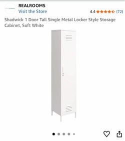 REALROOMS Shadwick Tall Metal Locker Storage Cabinet – Soft White