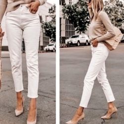 Everlane The Cheeky Jean White Cropped High Rise Jeans, size 25