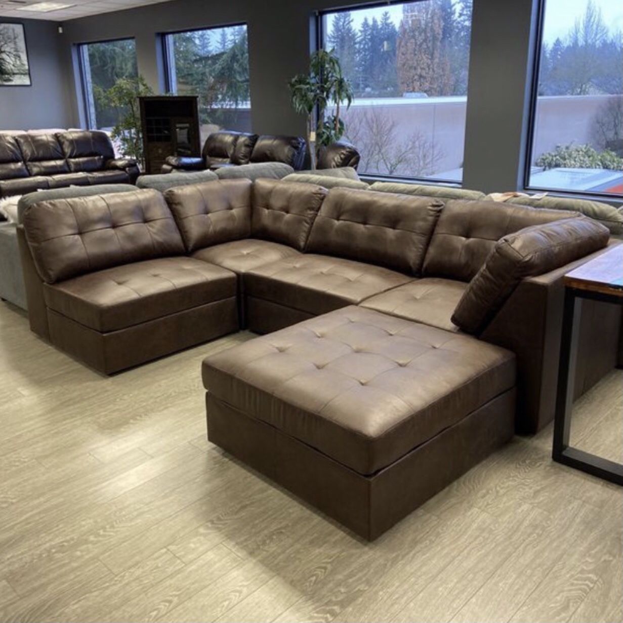 Brown Fabric Five Piece Modular Sectional - Dover
