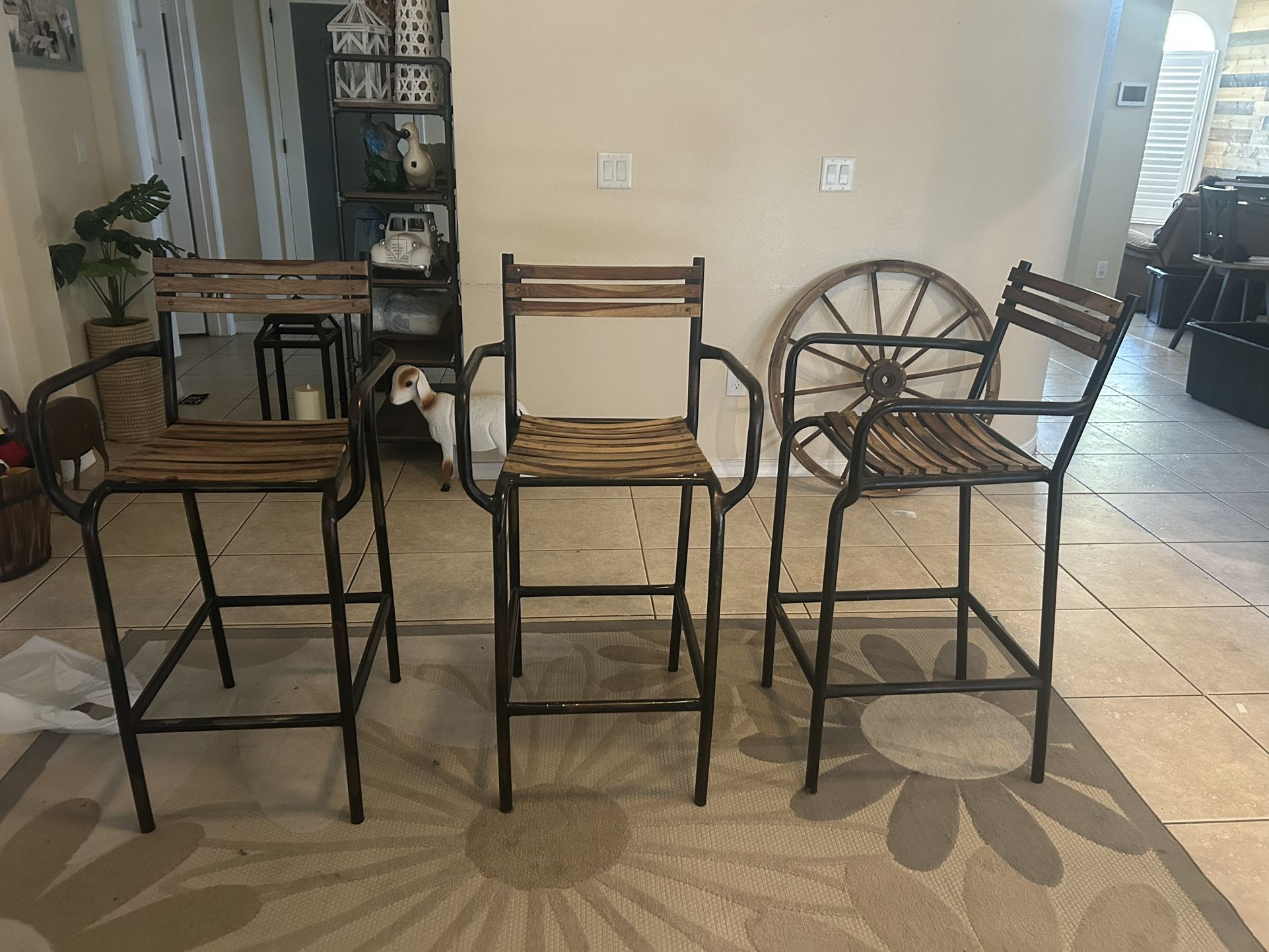 3 Rustic Bar Stools