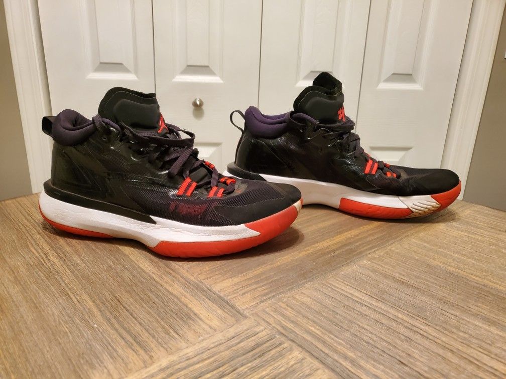 Jordan Zion 1 Men's Size 11.5 Black White Neon Crimson Shoes  / Sneakers