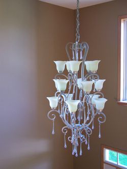 Chandelier-Silver with Crystals