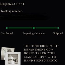 Taylor Swift Tortured Poets Hand Signed Cd 