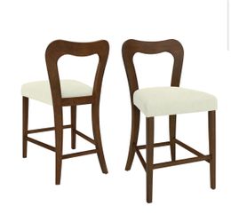 Counter Stool Without Arm(Walnut+Beige) Set Of 4