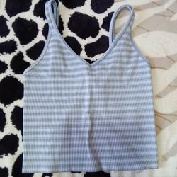 Blue Spaghetti Strap Crop Top