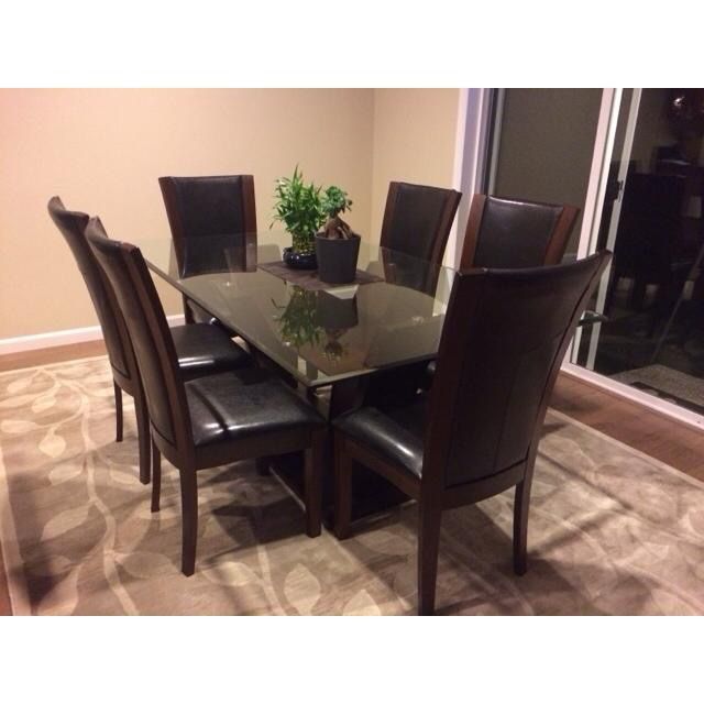 Glass Dining Table with 6 Chairs