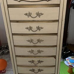 TALL FRENCH PROVINCIAL LINGERIE CHEST HOLLYWOOD REGENCY / MI-D CENTURY MODERN