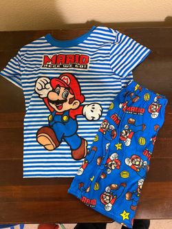 Super Mario Size XS (4/5) Boys' Blue T-Shirt & Shorts Pajama Set