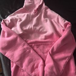 pink distressed acid washed cotton hoodie, size small