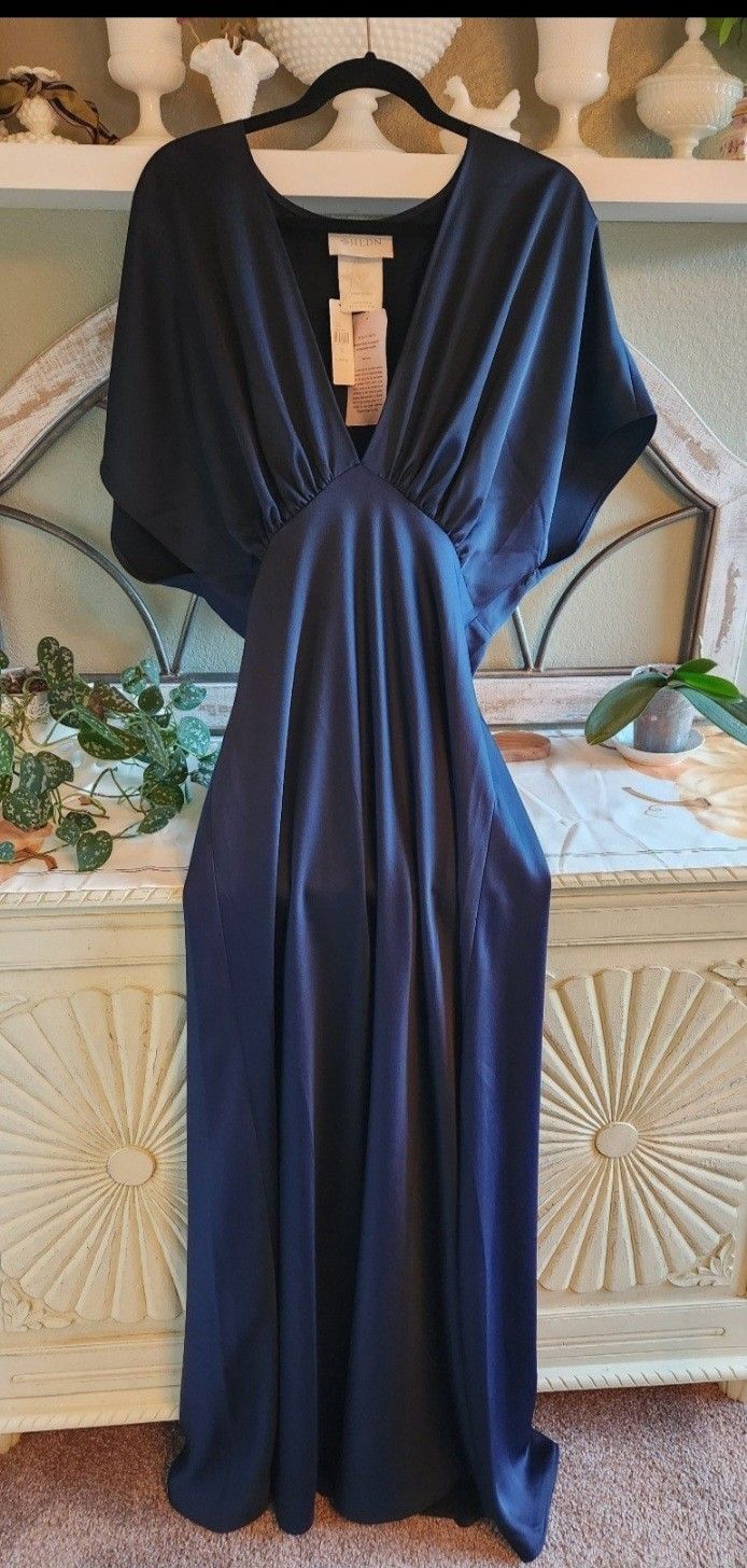 BHLDN Anthropology Amelia Deep-V Satin Dress 14